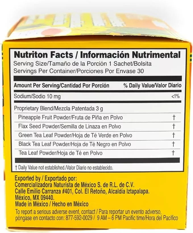 Pinalim Tea/Te de Mexican Version- Pineapple, Flax, Green Tea, White Tea - 30 Day Supply